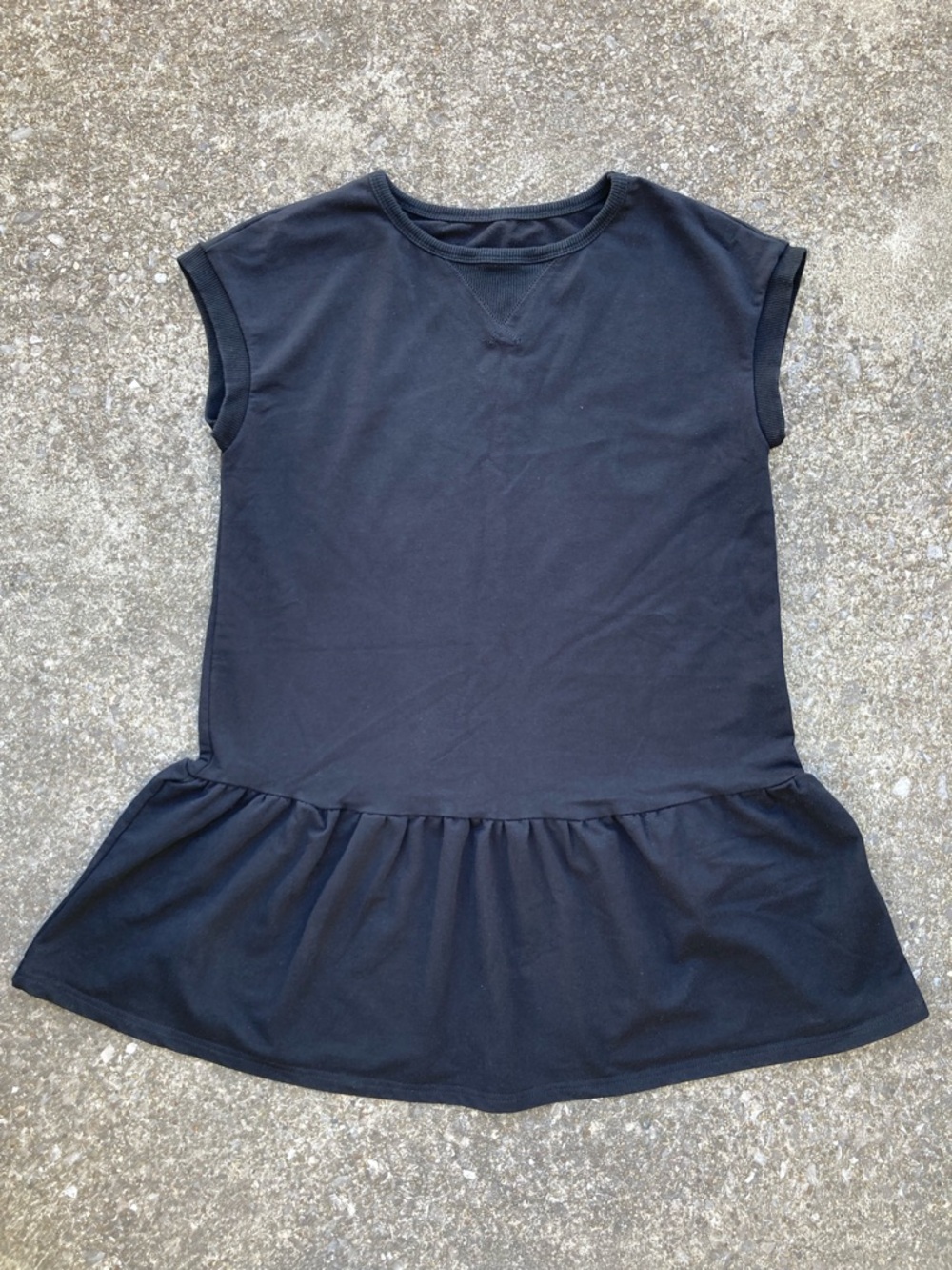 Black Cap Sleeve Drop Waist Sporty Casual Dress Size Small